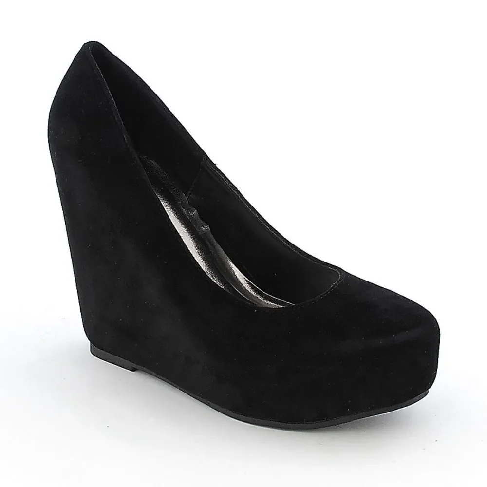 Guess Women’s Black Suede Slip On Wedge Heels